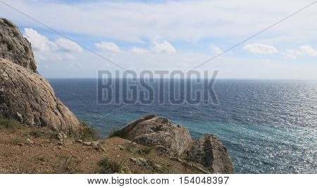 Sea views from the cliffs on a sunny day