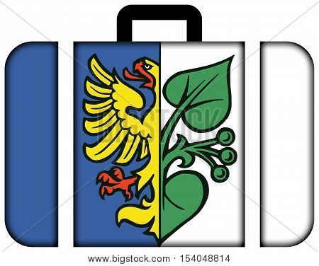 Flag Of Karvina, Czechia. Suitcase Icon, Travel And Transportation Concept