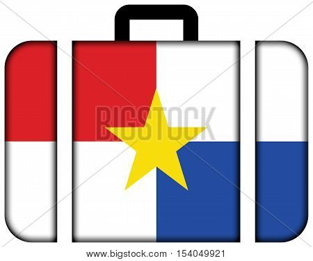 Flag Of Monteria, Colombia. Suitcase Icon, Travel And Transportation Concept