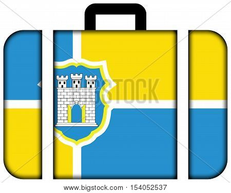Flag Of Zhytomyr, Ukraine. Suitcase Icon, Travel And Transportation Concept