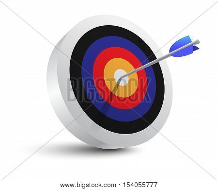 Target aim and arrow. Successful shoot. Vector Illustration