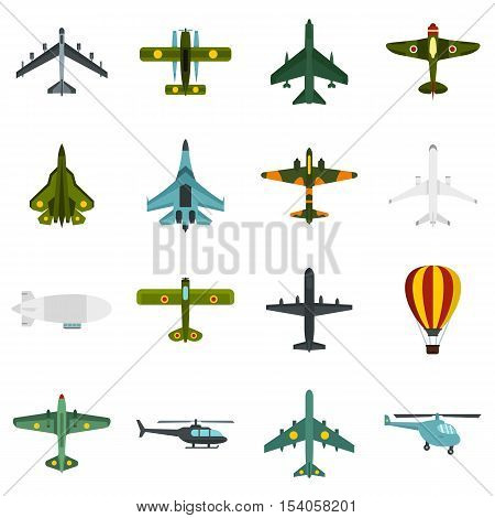 Aviation icons set. Flat illustration of 16 aviation vector icons for web