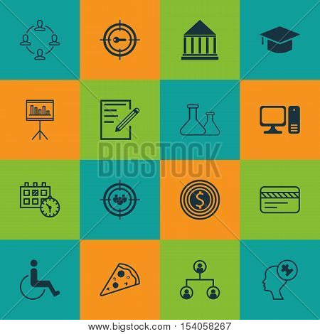 Set Of 16 Universal Editable Icons. Can Be Used For Web, Mobile And App Design. Includes Icons Such