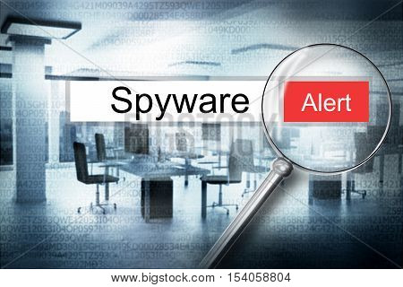 reading the word spyware browser search security alert 3D Illustration