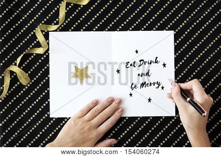 Merry Christmas and Happy New Year Family Holiday Festival Concept
