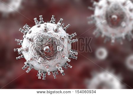 Kaposi's sarcoma virus. 3D illustration of a herpes virus type 8 which causes Kaposi's sarcoma in HIV-infected patients