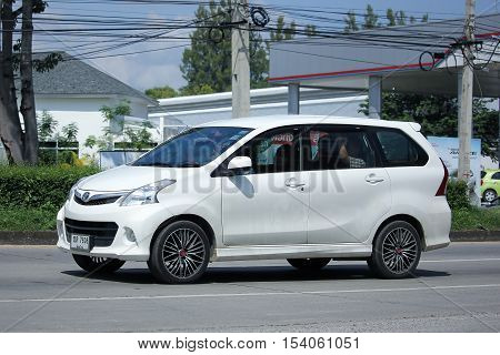 CHIANGMAI THAILAND - OCTOBER 9 2016: Private Toyota Avanza car. Mini Suv Car for Urbun User. On road no.1001 8 km from Chiangmai Business Area.