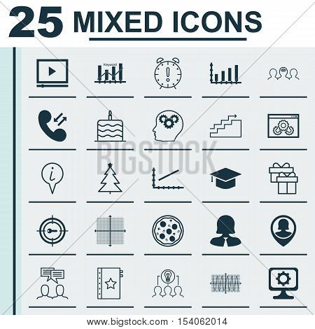 Set Of 25 Universal Editable Icons. Can Be Used For Web, Mobile And App Design. Includes Icons Such
