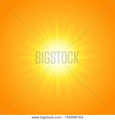 Sun With Lens Flare Lights Template And Vector Background.
