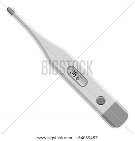 Electronic thermometer icon. Gray monochrome illustration of electronic thermometer vector icon for web