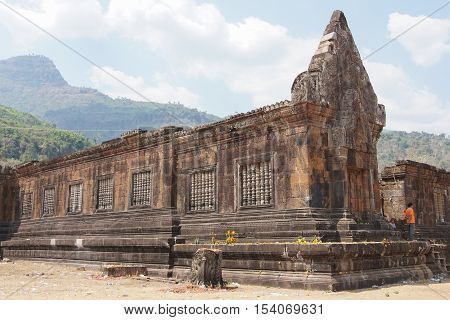 WAT PHU CHAMPASAK, LAOS - FEBRUARY 22, 2016: Temple Wat Phu Champasak, historical site and sights of Laos on February 22, 2016 in Laos, Asia