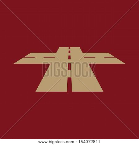 The crossroads icon. Crossway and crossing, intersection, road, route symbol. Flat Vector illustration