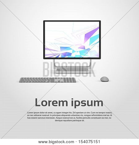 Desktop Logo Modern Computer Workstation Icon Vector Illustration