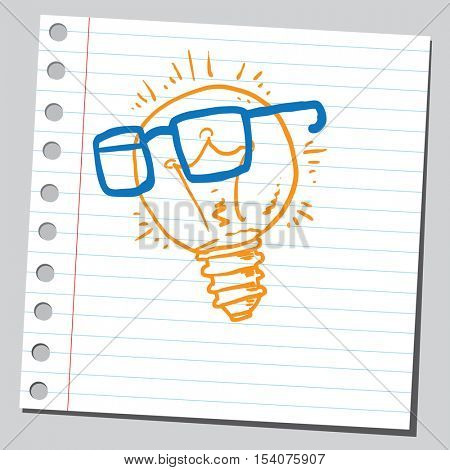 Lightbulb idea symbol with glasses 