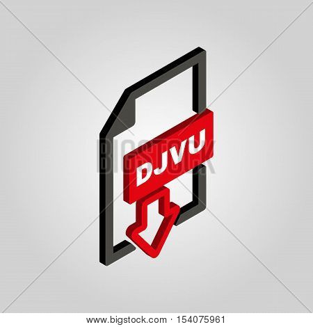 The DJVU icon.3D isometric file format symbol. Flat Vector illustration