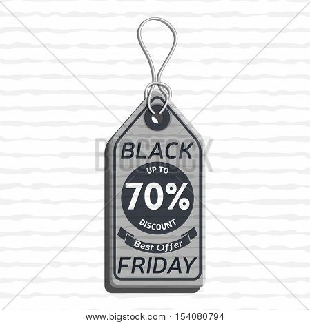 sale tag design on the theme of black friday sale, discount with cardboard texture. black friday tag template made in material design style with text. vector illustration