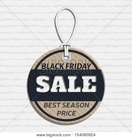 sale tag design on the theme of black friday sale, discount with cardboard texture. black friday tag template made in material design style with text. vector illustration