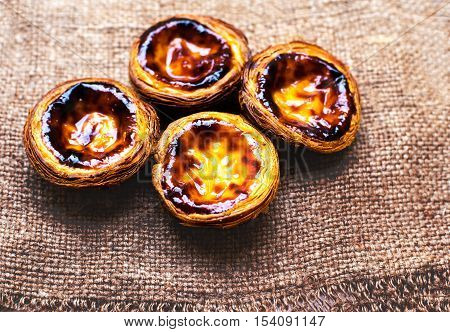 Egg Tart - Pasteis de nata typical Portuguese egg tart pastries sweet and delicious dessert