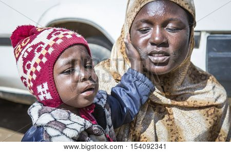 Khartoum Sudan December 18th December: Sudanese Woman With A Child
