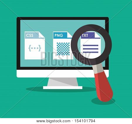 Invoice document and computer icon. Business finanace payment and tax theme. Colorful design. Vector illustration