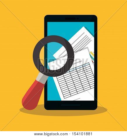 Invoice document and smartphone icon. Business finanace payment and tax theme. Colorful design. Vector illustration