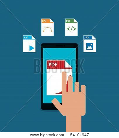 Invoice document and smartphone icon. Business finanace payment and tax theme. Colorful design. Vector illustration