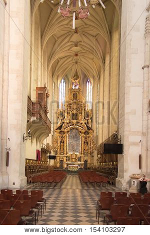 Krakow Poland - October 2 2016: The main altar in the church of St. Catherine in Krakow
