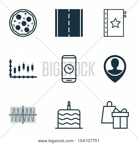 Set Of 9 Universal Editable Icons. Can Be Used For Web, Mobile And App Design. Includes Icons Such A