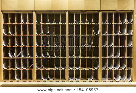 storage rack in a health resort with plans for medicamentation per room