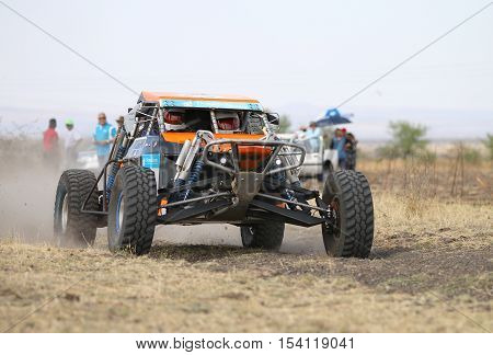 Speeding Orange Zarco Rally Car Front View
