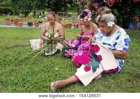 Portrait Of Polynesian Pacific Island Tahitian Mature Woman Aitutaki Lagoon Cook Islands