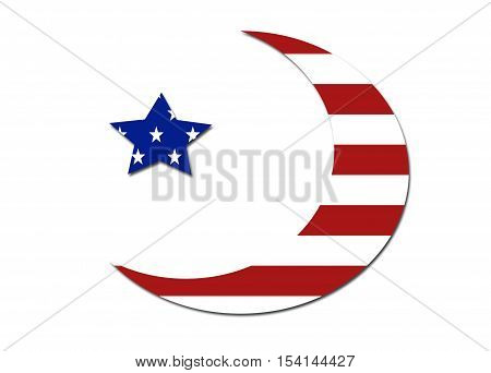 US flag moonstarsymbol/ logo on a solid background