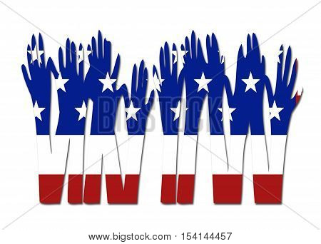 US flag hands symbol/ logo on a solid background