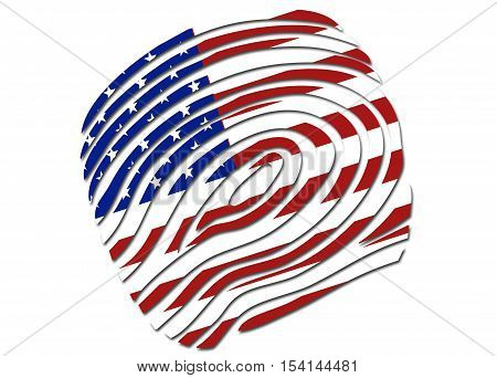 US flag thumb print symbol/ logo on a solid background