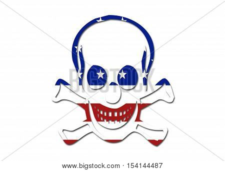 US flag danger/skull symbol/ logo on a solid background
