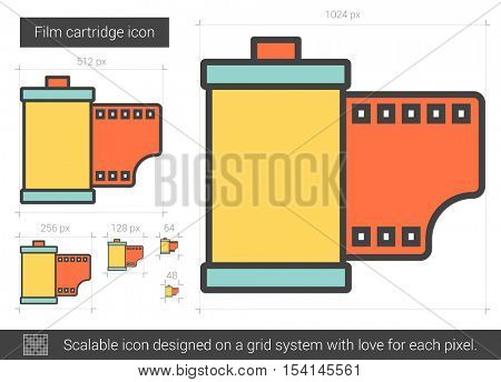 Film cartridge vector line icon isolated on white background. Film cartridge line icon for infographic, website or app. Scalable icon designed on a grid system.