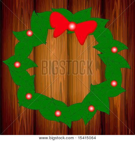 Vector Kranz auf Holz für Weihnachten