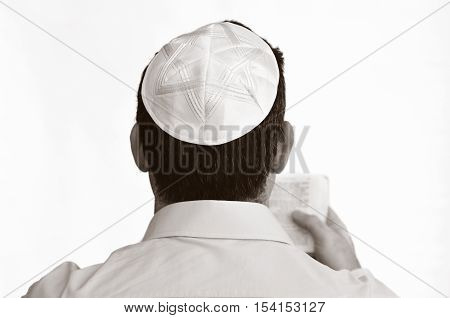 Jewish Man With Kippah Pray