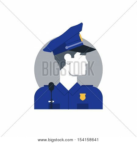 Flat design vector illustration. Male character turned head