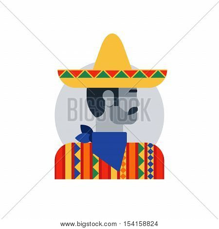 Flat design vector illustration. Male character turned head