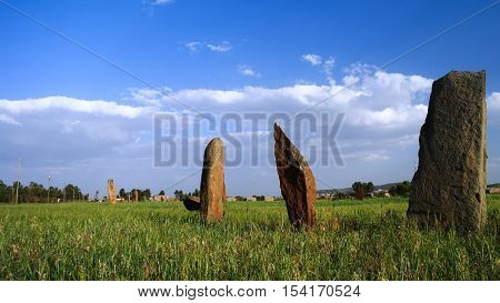 ancient Megalith stela field in Axum Ethiopia