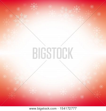 Christmas and winter background - White snowflakes on red and white border background, vector illustration