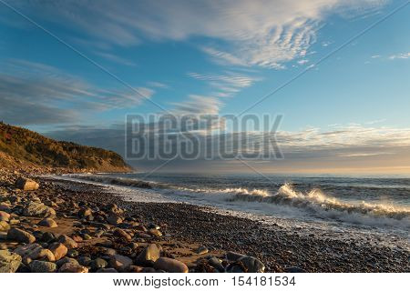 Ocean shore at sunrise (Cabot Trail Cape Breton Nova Scotia Canada)