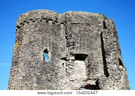 Tower of Carmarthen Castle which is a 12th century ruin