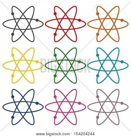Vector Atom icons set on white background