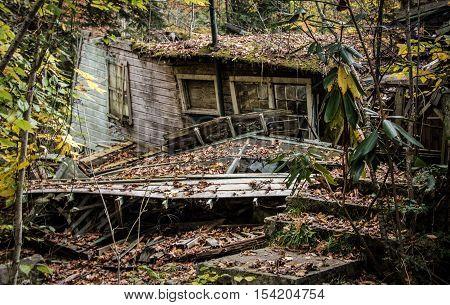 Abandoned Home. The Elkmont district of the Great Smoky Mountains National Park features retro vacation homes left to decay since purchased purchase by the US park Service. it is not private property