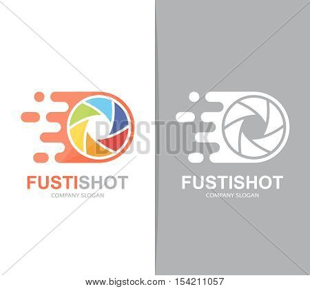 Vector fast camera shutter logo combination. Speed lens symbol or icon. Unique photo and focus logotype design template.