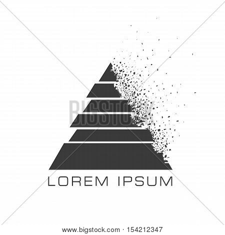 Triangle vector logo concept with debris on white background. Vector illustration