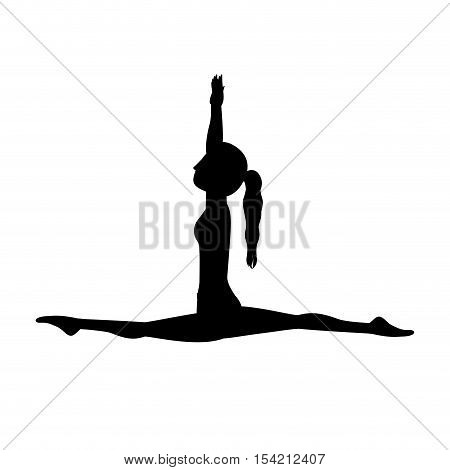 silhouette yoga woman monkey pose crescent vector illustration