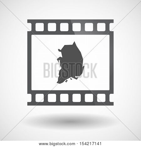 Isolated 35Mm Film Frame Slide Photogram With  The Map Of South Korea